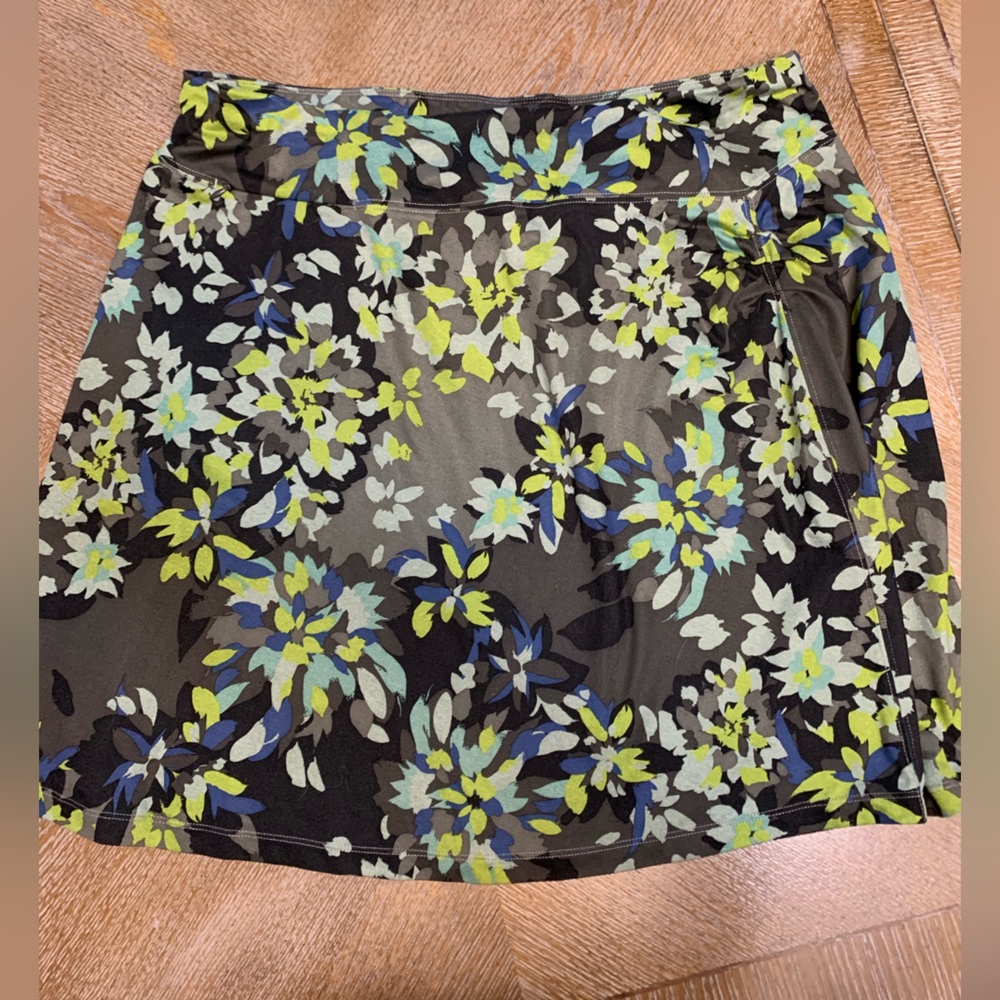 REI Flair Skirt Gray Floral XL Waist 36” Length 21” Zip Pocket - Picture 1 of 5